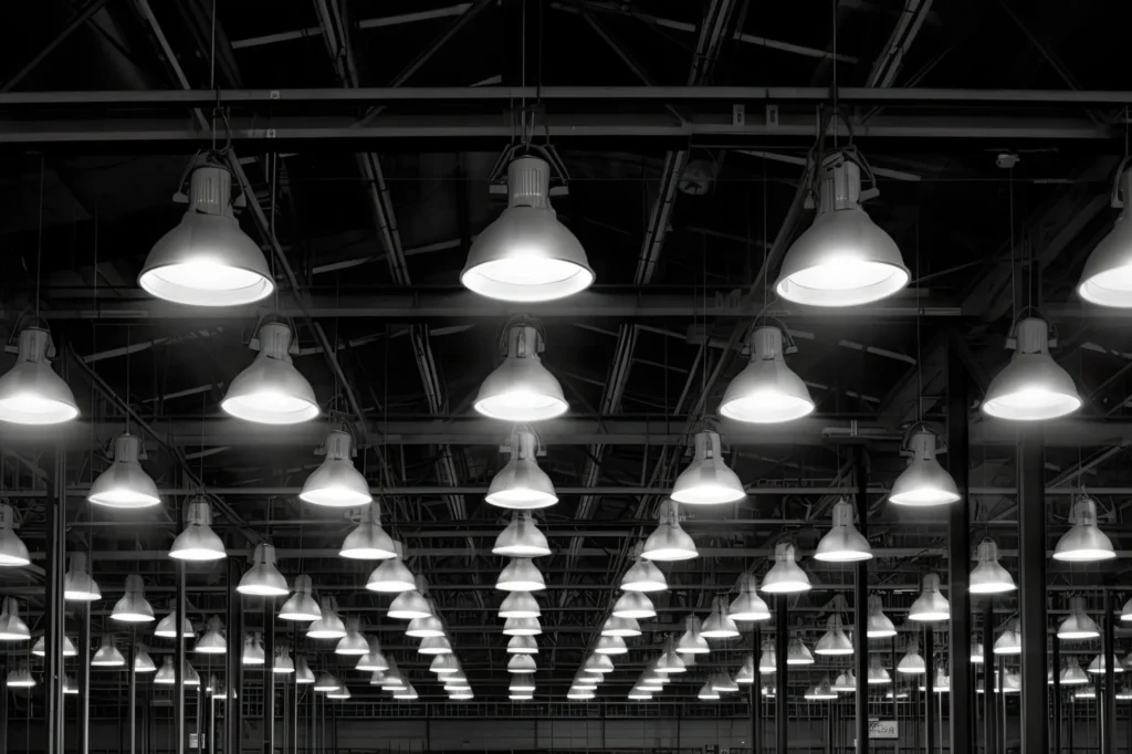 Industrial LED high-bay light for factory ceilings