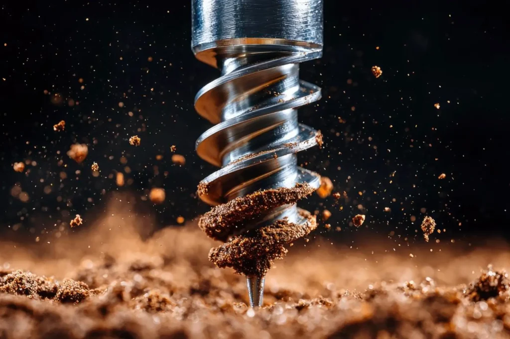 Earth drilling auger with replaceable cutting head