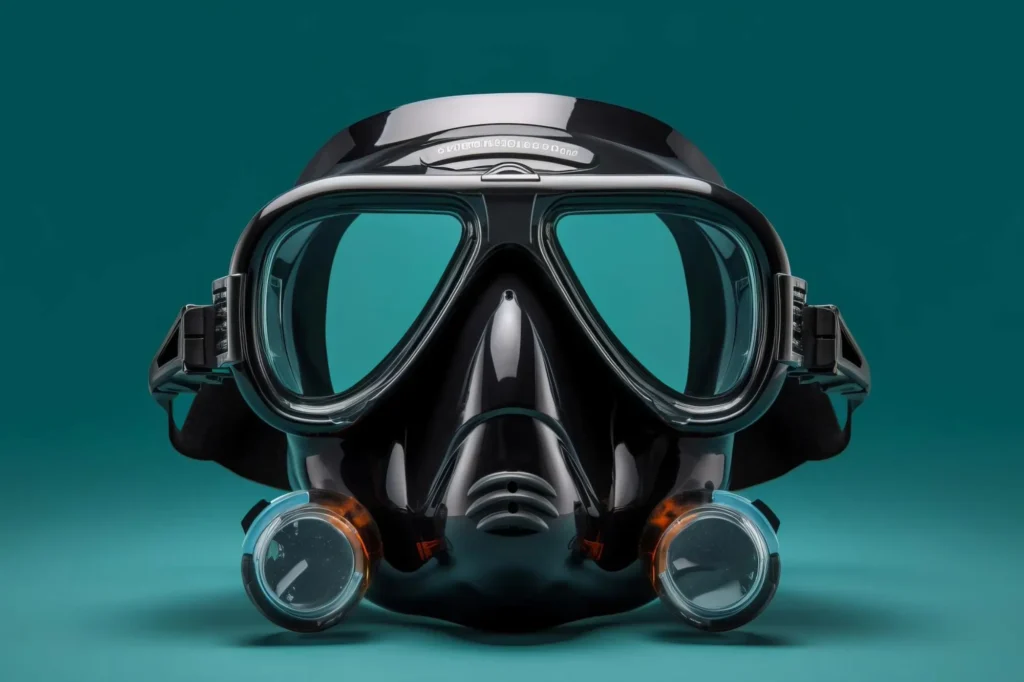 Commercial full-face diving helmet with anti-fog lens